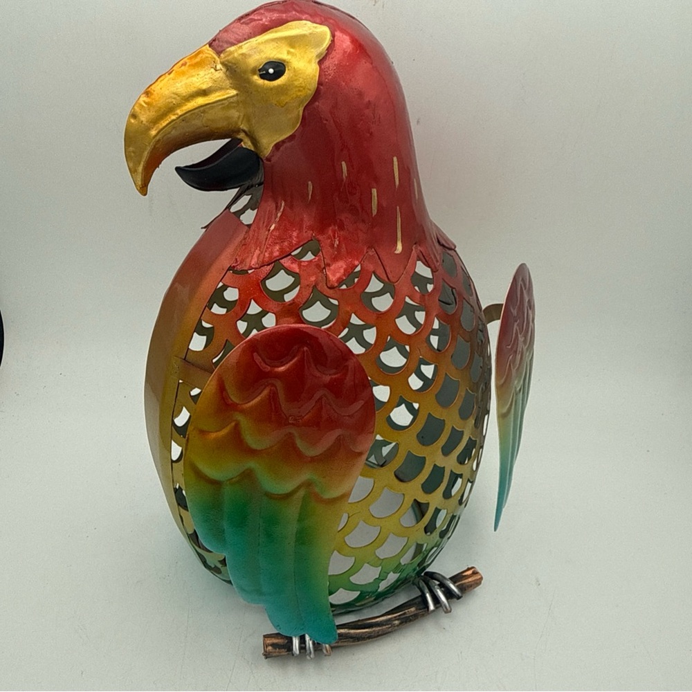 Pink Zebra Metal Colorful Parrot Warmer Wax Melt Shade Decor Art 9.5" H